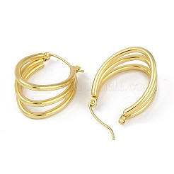 PVD Vacuum Plating 201 Stainless Steel Triple Hoop Earrings for Women&nbsp;EJEW-F345-17G