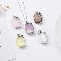 回転可能な天然水晶香水瓶ペンダント  304ステンレススチール製の金具とプラスチック製のピペット付き  長持ちメッキ  バレル  ステンレス鋼色  47~48x30x7~7.5mm  穴：6x
3~3.5mm  容量：5ml（0.17液量オンス）&nbsp;G-M362-02P