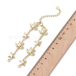 夏のビーチ304ステンレススチールタートルヒトデリンクチェーンブレスレットの作り方  ゴールドカラー  6.61インチ（16.8cm）&nbsp;AJEW-JB01612