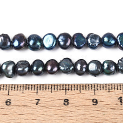 天然養殖淡水パールビーズ連売り  ナゲット  マリンブルー  6~9x5~6x3~4mm  穴：0.5mm  約62~63個/連  13.4インチ&nbsp;PEAR-P002-54A