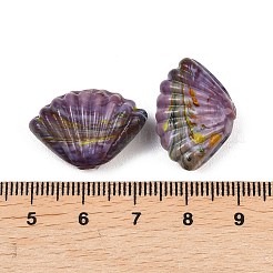 手作りランプワークビーズ  シェル形状  紫色のメディア  16~17x22.5~23x9.5mm  穴：1.6mm&nbsp;LAMP-K047-02C