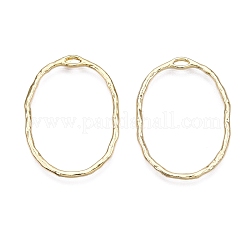 楕円ラックメッキ合金ペンダント  カドミウムフリー＆ニッケルフリー＆鉛フリー  ゴールドカラー  30x21.5x1mm  穴：1x3mm&nbsp;PALLOY-T090-01G-B-NR