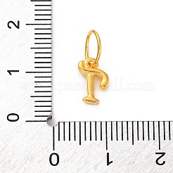丸カン付きスターリングシルバーレターチャーム925個  ゴールドカラー  文字t  9x6x2mm  穴：5mm&nbsp;STER-R008-01G-T