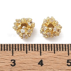 真鍮製の透明なキュービックジルコニアビーズ  カドミウムフリー＆鉛フリー  ラックめっき  長持ちメッキ  花  18KGP本金メッキ  7.5x6mm  穴：1.6mm&nbsp;KK-D228-23G