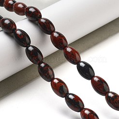 天然石マホガニーオブシディアンビーズ連売り  ライス  12x8mm  穴：1.2mm  約33個/連  15.94''（40.5センチメートル）&nbsp;G-B106-B13-01