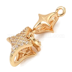 Brass Micro Pave Clear Cubic Zirconia Fold Over Clasps&nbsp;KK-U059-70G