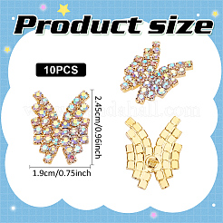 合金シャンクボタン10個  1穴  蝶  クリスタルAB  24.5x19x3mm  穴：1.2mm&nbsp;DIY-MA0006-65C