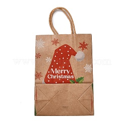 クリスマステーマ長方形紙袋  ハンドル付き  ギフトバッグやショッピングバッグ用  帽子  バッグ：8x15x21センチメートル  折りたたみ：210x150x2mm&nbsp;CARB-F011-01A