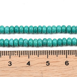 天然マグネサイトビーズ連売り  染め＆加熱  ロンデル  スムーズ  ティール  4x2mm  穴：1mm  約155個/連  15.31''（38.9センチメートル）&nbsp;G-Z143-H01-01A