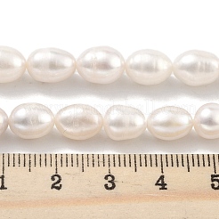 天然養殖淡水パールビーズ連売り  ライス  グレード3 A  ホワイト  7~8mm  穴：0.6mm  約21~22個/連  6.89''~7.09''（17.5~18センチメートル）&nbsp;PEAR-P062-10H