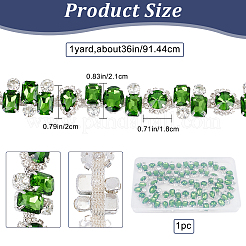真鍮製ラインストーンストラスチェーン  ジオメトリー ラインストーン カップチェーン  プラチナ  ペリドット  17~21.5x8mm  1ヤード/箱&nbsp;CHC-F0001-05