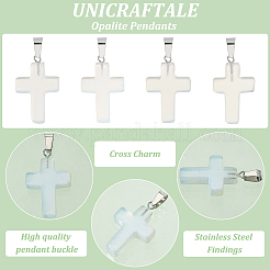 オパライトペンダント16個  ステンレススチール製のベールスナップ付き  クロス  29~30x18~19x5~6mm  穴：6x4mm&nbsp;G-UN0001-15