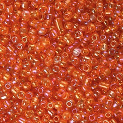 ラウンドガラスシードビーズ  透明色の虹  ラウンド  レッドオレンジ  12/0  2mm  穴：1mm  約30000個/ポンド&nbsp;SEED-A007-2mm-169B