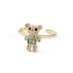 Bear Cubic Zirconia Cuff Ring&nbsp;RJEW-M146-02