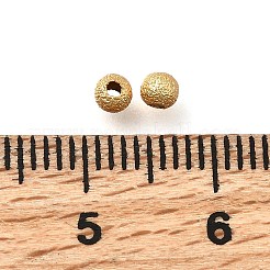真鍮ビーズ  長持ちメッキ  つや消しラウンド  ニッケルフリー  18KGP本金メッキ  3x2.5mm  穴：1mm&nbsp;KK-B147-01A-G