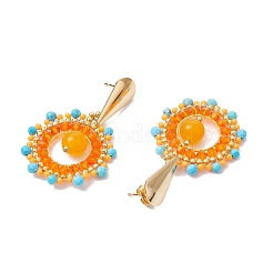 Natural Magnesite & Mashan Jade Boho Stud Earrings&nbsp;EJEW-MZ00281-01