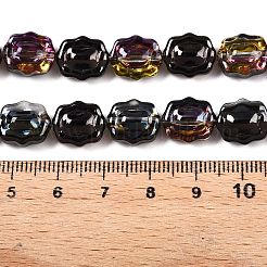 電気メッキガラスビーズセット  花  ブラック  12x10x6~6.5mm  穴：1mm  約55個/連  26.93''（68.4センチメートル）&nbsp;EGLA-T021-05K
