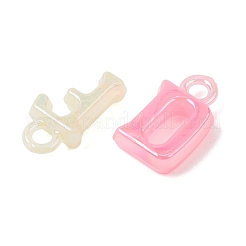 模造ゼリーアクリルパーツ  ABカラーメッキ  文字a~zのチャーム  ミックスカラー  14~16x5~13x4mm  穴：2mm  約2100個/ 500 G&nbsp;OACR-G058-09