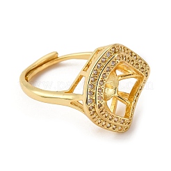 Rhombus Brass Micro Pave Clear Cubic Zirconia Adjustable Ring Settings&nbsp;KK-D378-34G