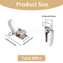 鉄製留め具30個  ダックビルの形  サスペンダークリップ  プラチナ  34x23x8.5mm  穴：19.8x4.5mm&nbsp;DIY-FH0007-77