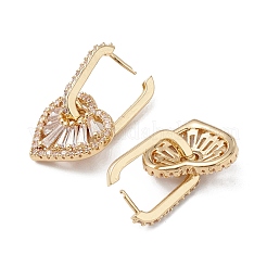 Heart Cubic Zirconia Hoop Earrings&nbsp;EJEW-M216-06A