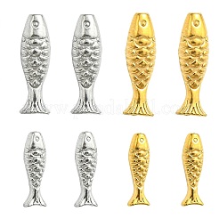 16個 4スタイル 304ステンレススチールビーズ  魚  ミックスカラー  14.5~20.5x4.5~6.5x4~5.5mm  穴：1mm  4個/スタイル&nbsp;STAS-CJ0003-53