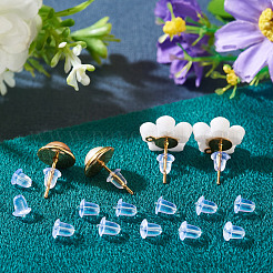 50gの環境に優しいプラスチック製ピアスキャッチ  ピアスバックキャッチ  透明  4x4mm  穴：0.5mm&nbsp;KY-TAD0001-01