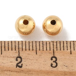 真鍮ビーズ  カドミウムフリー＆ニッケルフリー＆鉛フリー  ラウンド  18KGP本金メッキ  6x6mm  穴：1.4mm&nbsp;KK-H503-22G-03