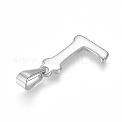 変色しない304ステンレススチールペンダント  ステンレス鋼色  最初の文字.l  19x13x1.8mm  穴：3x7mm&nbsp;STAS-F106-95P-L-01