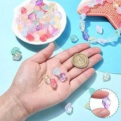 100個 10色透明スプレーペイントガラスビーズ  巻き貝  ミックスカラー  15~16x11x10~11mm  穴：1mm  10個/カラー&nbsp;GLAA-CJ0002-72