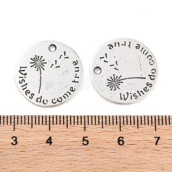 合金のチベット風チャーム  単語とフラットラウンド  カドミウムフリー＆鉛フリー  アンティークシルバー  20x1mm  穴：1.5mm  約403個/1000g&nbsp;TIBE-Q050-157AS-LF