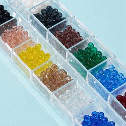 480個12色ガラスビーズ連売り  ファセット（32ファセット）  ラウンド  ミックスカラー  4mm  穴：1mm  約40PCS /カラー&nbsp;EGLA-FS0001-33