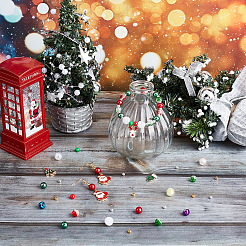 子供向けDIYクリスマスブレスレット製作キット  模造真珠のアクリルとプラスチックビーズを含む  アイアン製ベルチャーム  クリスマストナカイ＆グローブ＆ツリー＆サンタクロース合金エナメルペンダント  ミックスカラー&nbsp;DIY-NB0007-05