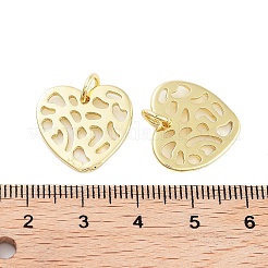 ラックメッキ真鍮チャーム  長持ちメッキ  カドミウムフリー＆鉛フリー  丸カン付き  ハート  18KGP本金メッキ  17x18x1.5mm  穴：3.5mm&nbsp;KK-C056-05G