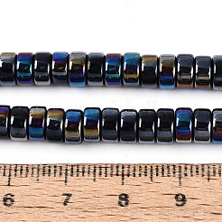 ABカラーメッキ不透明ガラスビーズ連売り  フラットラウンド  ブラック  6~6.5x3mm  穴：1~1.2mm  約111~119個/連  14.17~15.16''（36~38.5センチメートル）&nbsp;GLAA-T026-3x6mm-P01