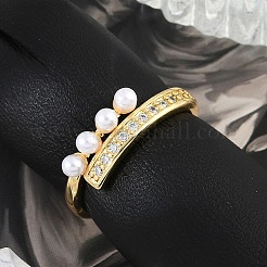 Brass Micro Pave Clear Cubic Zirconia Finger Rings for Women&nbsp;RJEW-R011-08G-02