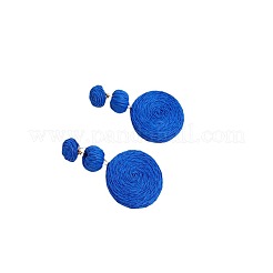 フラットラウンド合金ラフィアダングルスタッドピアス  ミディアムブルー  75x45mm&nbsp;FS-WG4F3C4-03