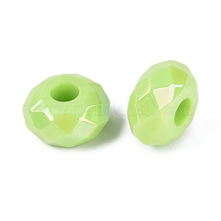 オペークアクリルヨーロピアンビーズ  大穴ビーズ  ABカラー  多面カット  フラットラウンド  緑黄  15x8mm  穴：4.7mm&nbsp;OACR-E033-23L