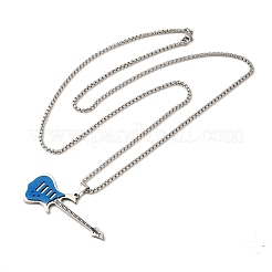 201 Stainless Steel Guitar Pendant Box Chain Necklaces&nbsp;NJEW-R001-06P-01