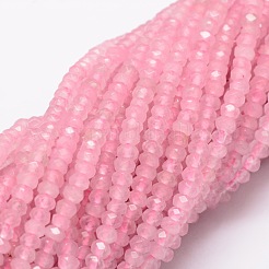 染め天然マレーシアジェイド翡翠ロンデルビーズ連売り  多面カット  パールピンク  4x2~3mm  穴：1mm  約110~115個/連  13.5インチ&nbsp;G-E316-2x4mm-32