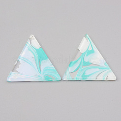 アクリルパーツ  三角形  ターコイズ  34x32x2mm  穴：1.5mm&nbsp;LS-MACR-S372-012A