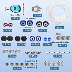 ハムサの手とナザールボンジュウのブレスレットの作り方キット  天然溶岩ビーズブレスレット  ミックスカラー  6~6.5mm  穴：1mm&nbsp;DIY-SC0025-22