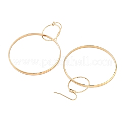 イオンプレーティング（IP）304ステンレススチール製ダングルイヤリング（女性用）  リング  ゴールドカラー  78x50mm&nbsp;EJEW-G397-07G