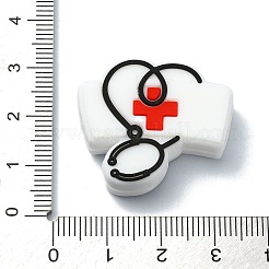 医療テーマ聴診器シリコーンビーズ  DIYの看護ネックレス用  帽子  26x29x8mm  穴：2.5mm&nbsp;SIL-G010-02B
