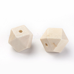 未完成の木製ビーズ  天然木製ビーズ  ポリゴン  ナバホホワイト  20x18~20x18~20mm  穴：3.5mm&nbsp;WOOD-S037-107-20mm