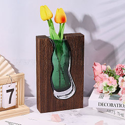 木製ガラス花瓶の装飾品  自宅、オフィス、ホテル、ポーチの装飾に  長方形  ココナッツブラウン  146x50x239mm&nbsp;AJEW-WH0481-728
