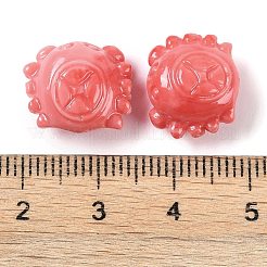 合成貝で染めた彫刻ビーズ  カニ  ライトコーラル  12.5x14x8.5mm  穴：1.5mm&nbsp;SHEL-H005-13