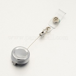 合金格納式バッジリール  カードホルダー  プラスチックと鉄パーツ  プラチナ  85x32x15mm  ワイヤーサイズ：約50~52cm&nbsp;X-AJEW-M004-01A