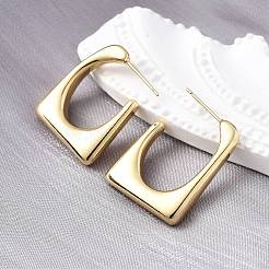 Trapezoid Brass Stud Earrings&nbsp;EJEW-S261-03G