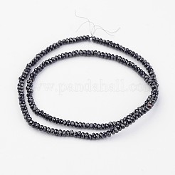電気メッキガラスビーズセット  ファセットロンデル  黒メッキ  2x1.5  穴：0.5mm  約203個/連  12インチ&nbsp;EGLA-P018-1mm-F10